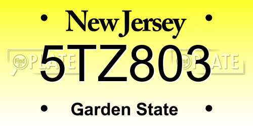 5TZ803 New Jersey License Plate