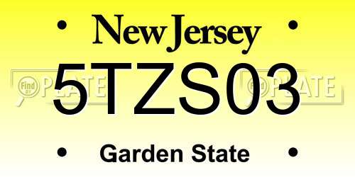5TZS03 New Jersey License Plate