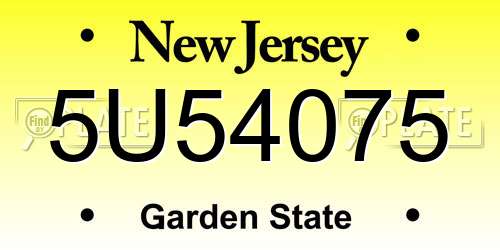 5U54075 New Jersey License Plate