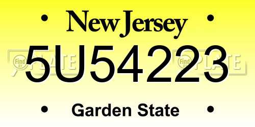 5U54223 New Jersey License Plate