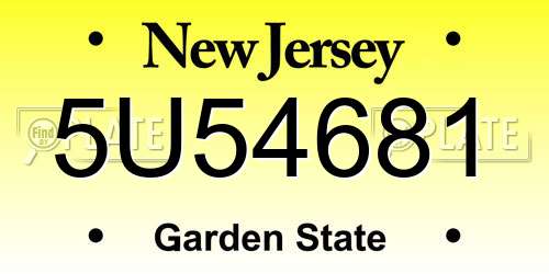 5U54681 New Jersey License Plate