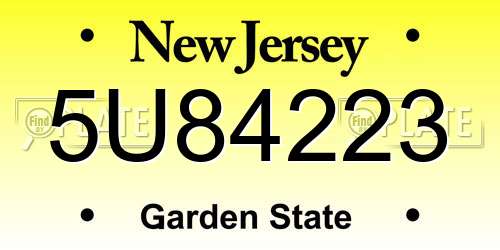 5U84223 New Jersey License Plate