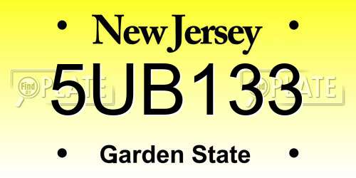 5UB133 New Jersey License Plate