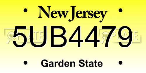 5UB4479 New Jersey License Plate