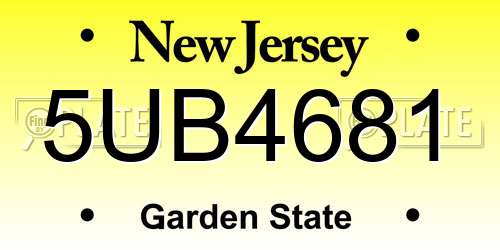 5UB4681 New Jersey License Plate
