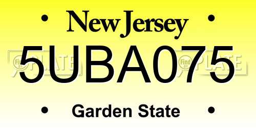 5UBA075 New Jersey License Plate