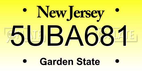 5UBA681 New Jersey License Plate