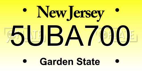 5UBA700 New Jersey License Plate