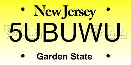 5UBUWU New Jersey License Plate