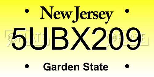 5UBX209 New Jersey License Plate