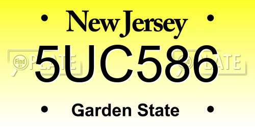 5UC586 New Jersey License Plate