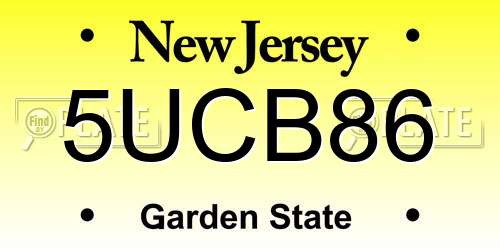5UCB86 New Jersey License Plate