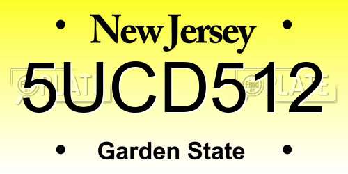 5UCD512 New Jersey License Plate
