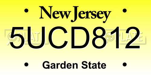 5UCD812 New Jersey License Plate