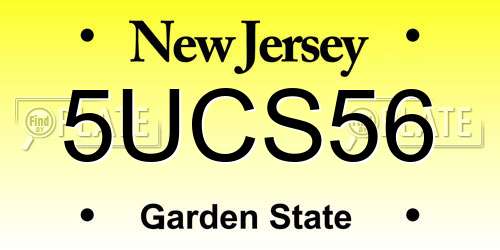 5UCS56 New Jersey License Plate