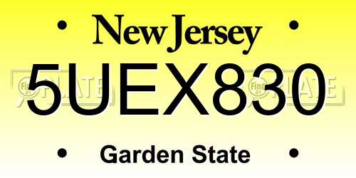 5UEX830 New Jersey License Plate
