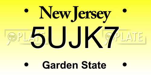 5UJK7 New Jersey License Plate