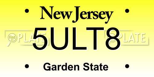 5ULT8 New Jersey License Plate