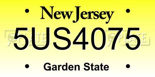 5US4075 New Jersey License Plate