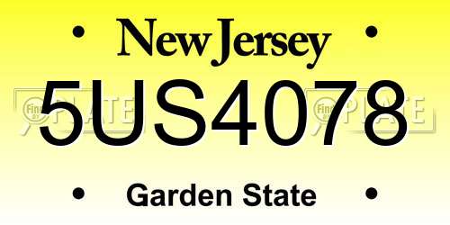 5US4078 New Jersey License Plate