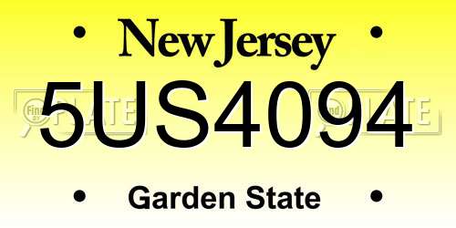 5US4094 New Jersey License Plate