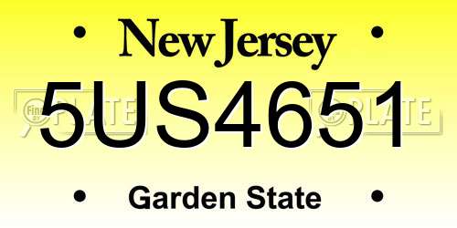5US4651 New Jersey License Plate