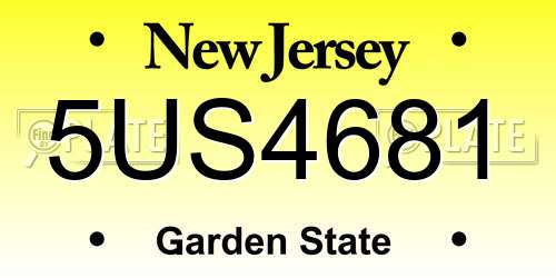 5US4681 New Jersey License Plate