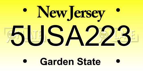 5USA223 New Jersey License Plate