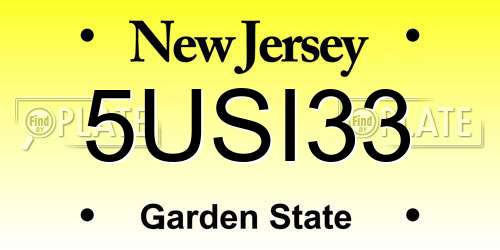 5USI33 New Jersey License Plate