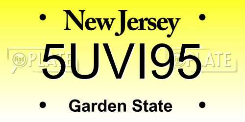 5UVI95 New Jersey License Plate