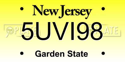 5UVI98 New Jersey License Plate