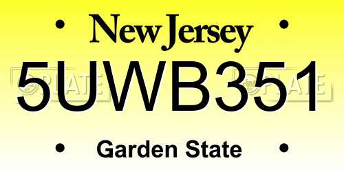 5UWB351 New Jersey License Plate