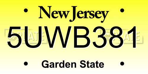 5UWB381 New Jersey License Plate