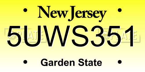 5UWS351 New Jersey License Plate