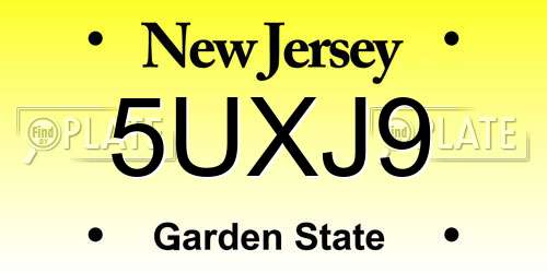 5UXJ9 New Jersey License Plate