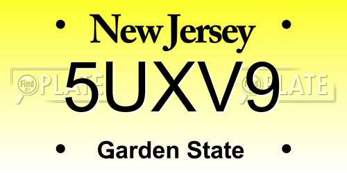 5UXV9 New Jersey License Plate