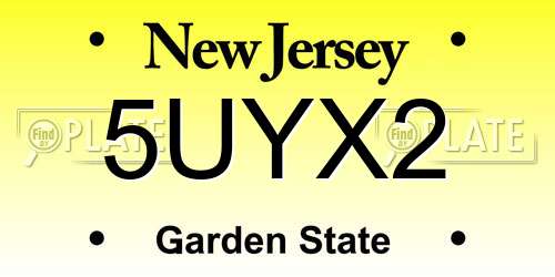 5UYX2 New Jersey License Plate
