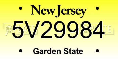 5V29984 New Jersey License Plate