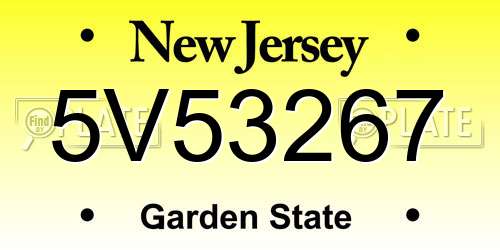 5V53267 New Jersey License Plate