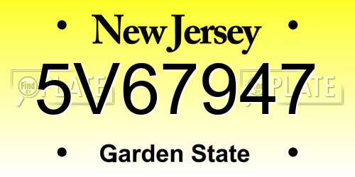 5V67947 New Jersey License Plate