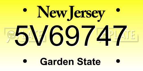5V69747 New Jersey License Plate