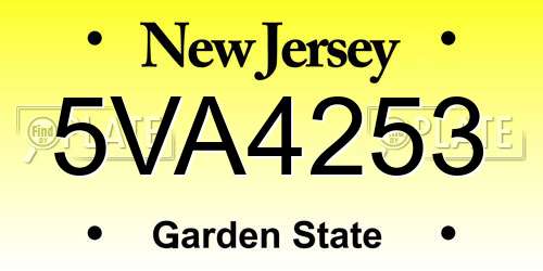 5VA4253 New Jersey License Plate