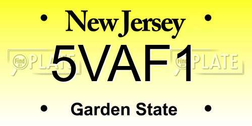 5VAF1 New Jersey License Plate