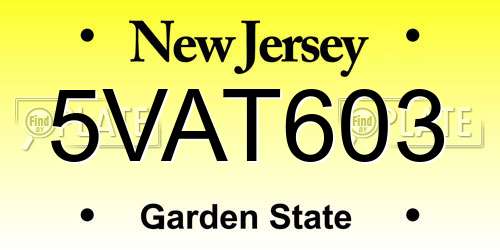 5VAT603 New Jersey License Plate