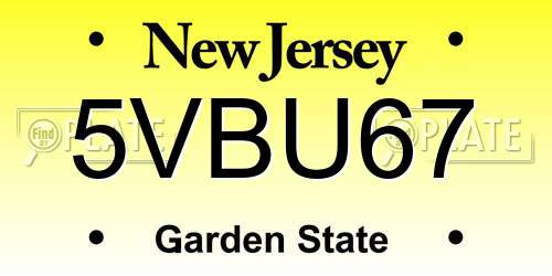 5VBU67 New Jersey License Plate