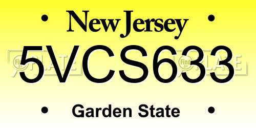 5VCS633 New Jersey License Plate