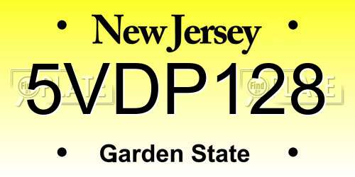 5VDP128 New Jersey License Plate