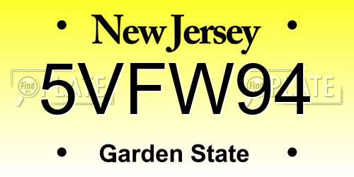 5VFW94 New Jersey License Plate
