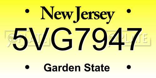 5VG7947 New Jersey License Plate