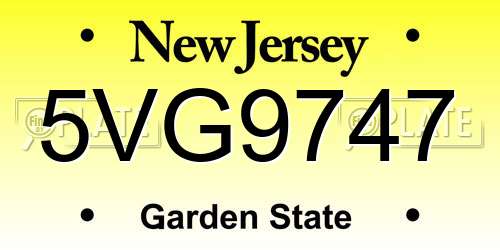 5VG9747 New Jersey License Plate